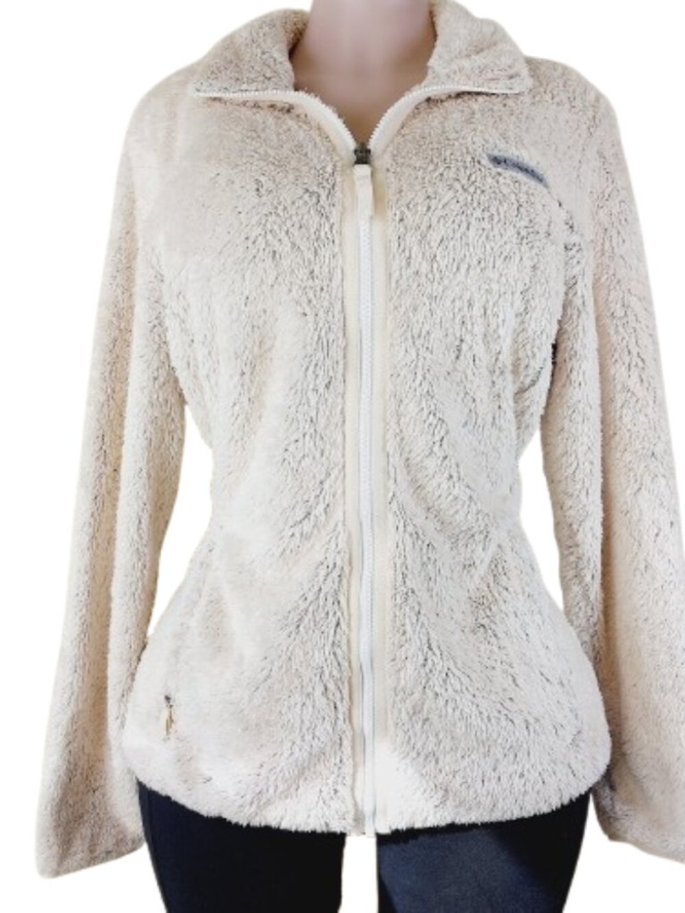Columbia Sportswear Women’s Cream Plush Long Sleeve Full Zip Fleece Jacket Sz L
